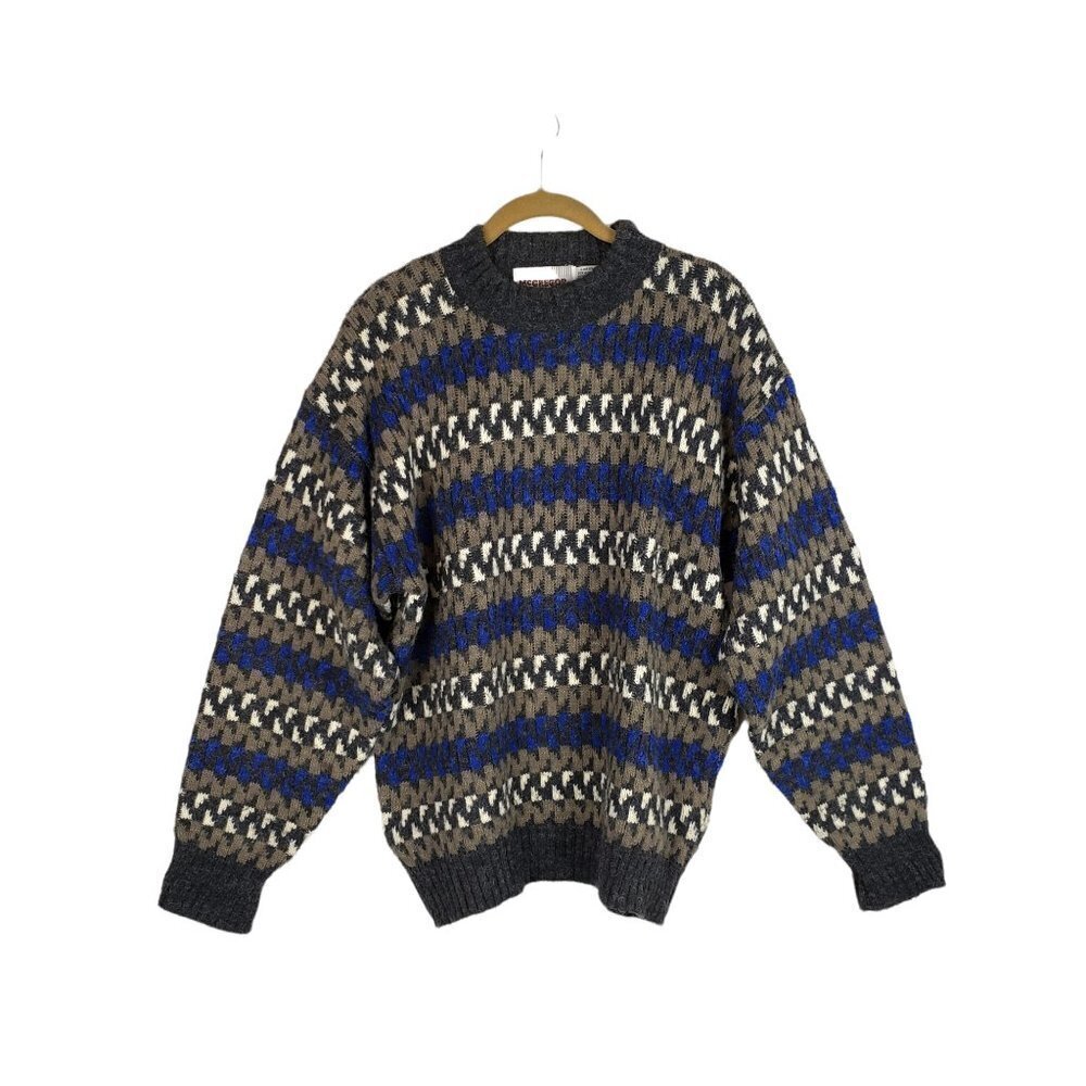 Vintage McGregor Sweater Crew Neck Acrylic Grandpa Ugly Geometric Size Large